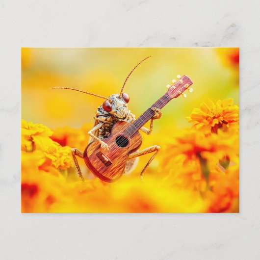 Photorealistic Cockroach Playing Guitar Among Mari Briefkaart (Voorkant)