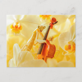 Photorealistic Praying Mantis Playing Cello Briefkaart