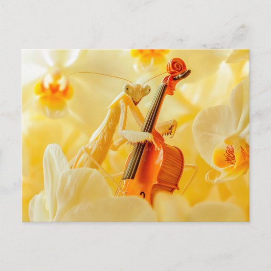 Photorealistic Praying Mantis Playing Cello Briefkaart (Voorkant)