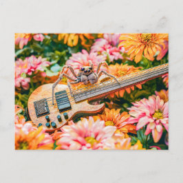 Photorealistic Spider Playing Bass Guitar Briefkaart