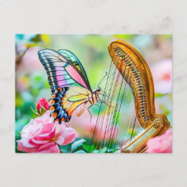 Photorealistic Swallowtail Butterfly Playing Harp  Briefkaart
