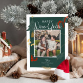 Photos New Year Family Magic Green Red Holiday Feestdagenkaart