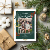Photos New Year Family Magic Green Red Holiday Feestdagenkaart