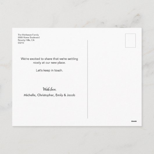 Photos We've Moved New Home Script Address Change Feestdagenkaart (Achterkant)