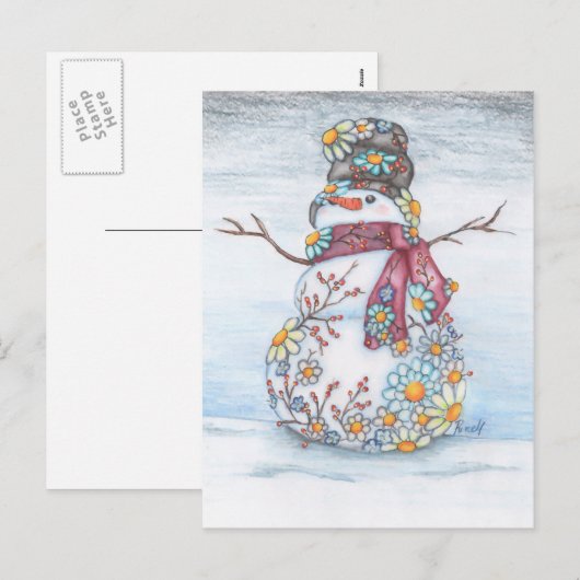 photoscape sneeuwman feestdagenkaart (Voorkant / Achterkant)