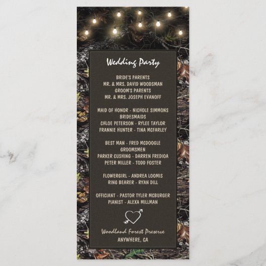 PhotoString Lights + Jacht Camo Trouwprogramma's Programmakaart (Achterkant)