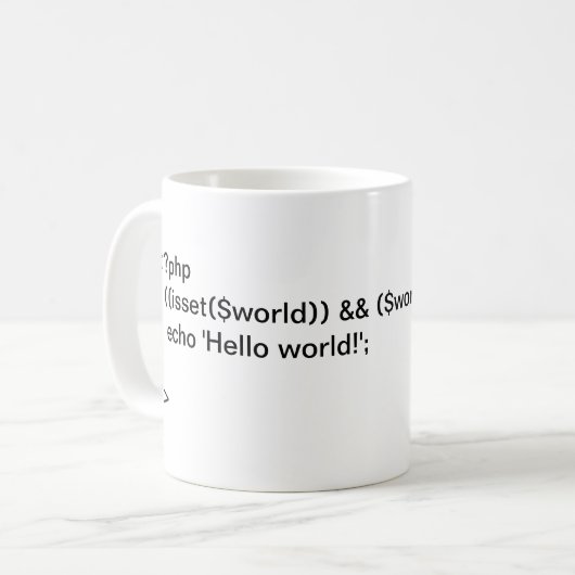 PHP Hallo World! conditionele code mok (Voorkant links)