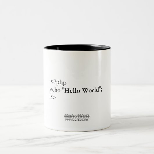 PHP "Hallo World" koffie Mok (Center)