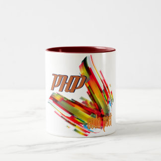 PHP- Multicolor Code Swirl Tweekleurige Koffiemok