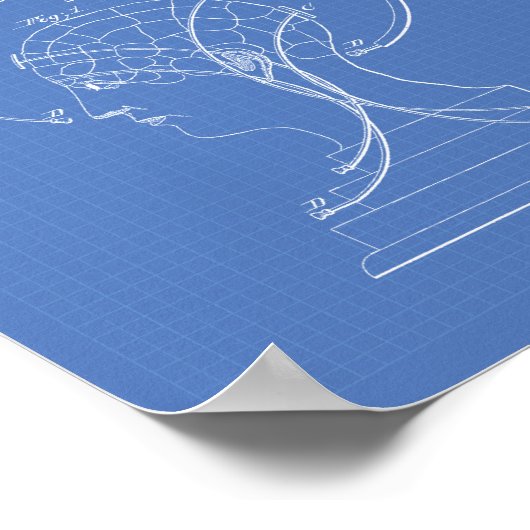 Phrenological Bust 1856 Patent Art Blueprint Poster (Hoek)
