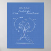Phrenological Bust 1856 Patent Art Blueprint Poster (Voorkant)