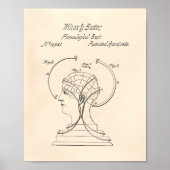 Phrenological Bust 1856 Patent Art Old Peper Poster (Voorkant)