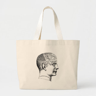 Phrenology Head Black and White Grote Tote Bag