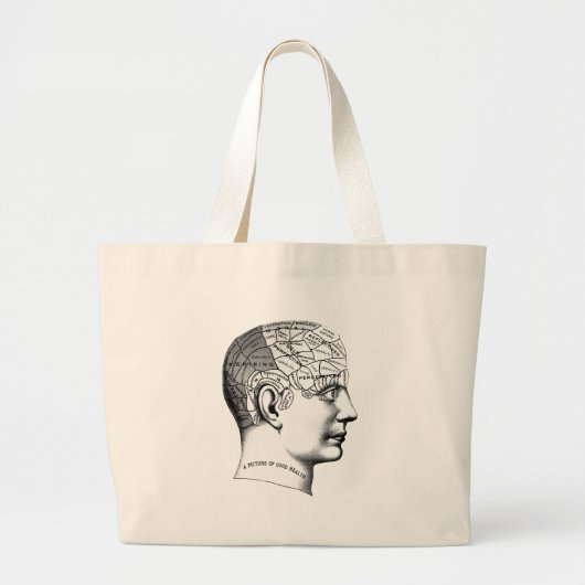 Phrenology Head Black and White Grote Tote Bag (Voorkant)