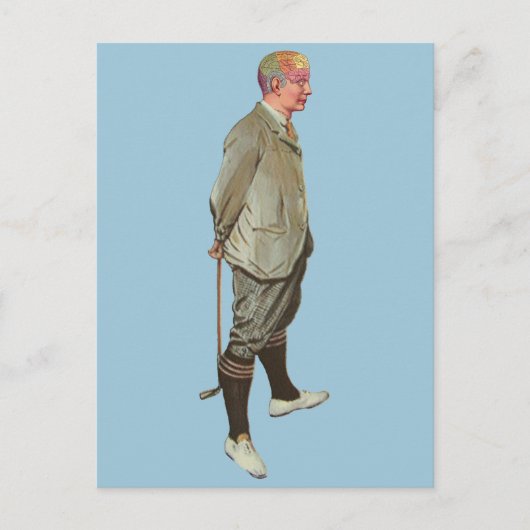  Phrenology Head Golfer Briefkaart (Voorkant)