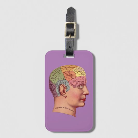  Phrenology Head Mind Brain Map Bagagelabel (Voorkant (verticaal))