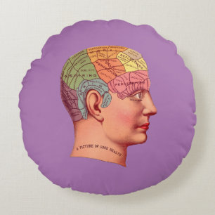 Phrenology Head Mind Brain Map Rond Kussen