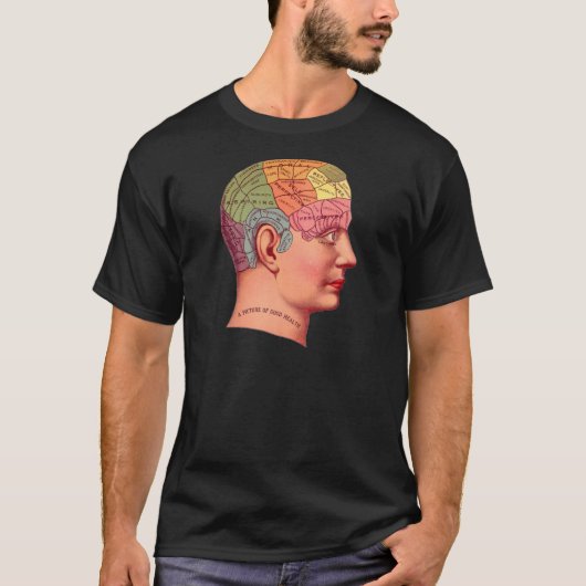 Phrenology Head Mind Brain Map T-shirt (Voorkant)