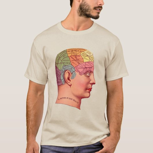 Phrenology Head Mind Brain Map T-shirt (Voorkant)
