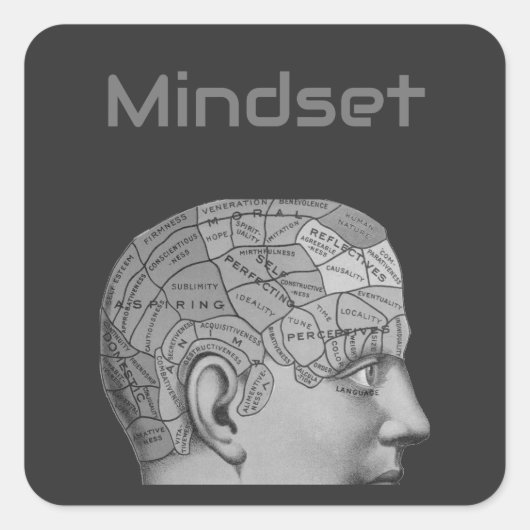  Phrenology Head Mindset Brain Map Vierkante Sticker (Voorkant)