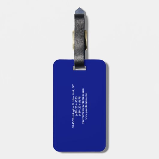 Phthalo Blue Professional - minimalistisch modern Bagagelabel (Achterkant verticaal)