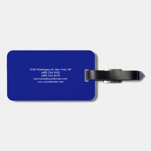 Phthalo Blue Professional - minimalistisch modern Bagagelabel (Achterkant horizontaal)