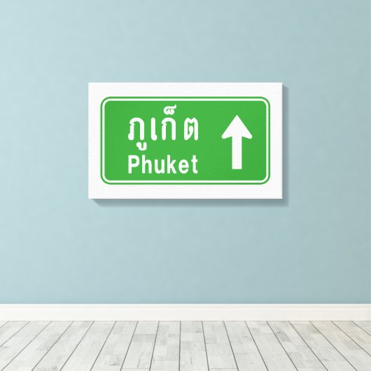 Phuket Ahead ⚠ Thai Highway Traffic ⚠ Canvas Afdruk (Insitu (Houten vloer))