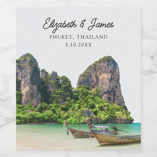 Phuket bruiloft Thailand gepersonaliseerd Wijn Etiket (Enkel label)