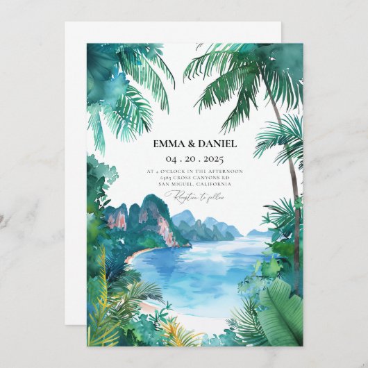 Phuket bruiloft Thailand uitnodiging (Voorkant / Achterkant)