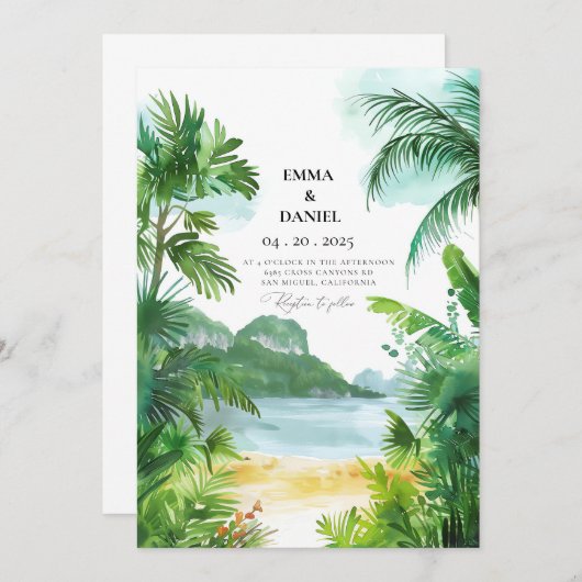 Phuket bruiloft Thailand uitnodiging (Voorkant / Achterkant)