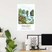Phuket Reisposter Print Schilderachtige Baai met B (Thuiskantoor)