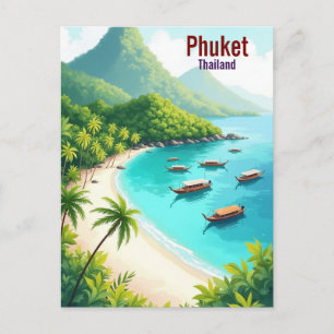 Phuket Thailand Artistieke Reis aquarel Feestdagenkaart