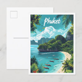 Phuket Thailand Artistieke Reis Illustratie Briefkaart