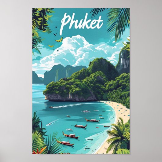 Phuket Thailand Artistieke Reis Illustratie Poster (Voorkant)