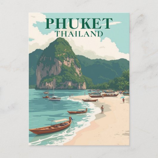 Phuket Thailand Beach Art Briefkaart (Voorkant)