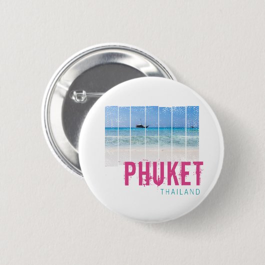 Phuket Thailand  Beach Panorama Souvenir Ronde Button 5,7 Cm (Voorkant /achterkant)