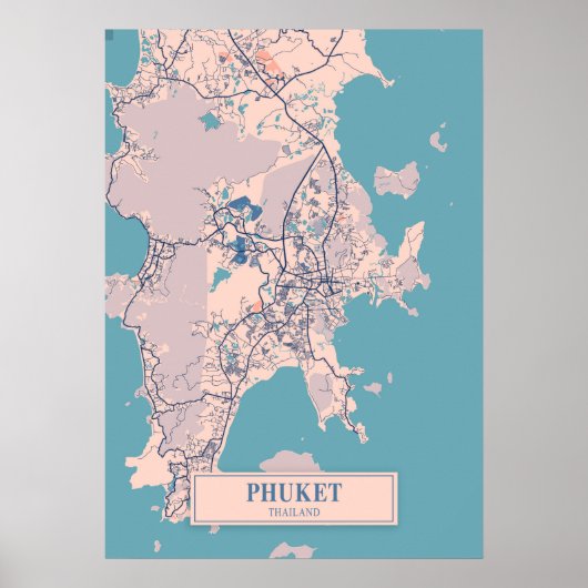 Phuket - Thailand Breezy City Map Poster (Voorkant)