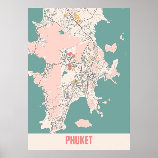 Phuket - Thailand Chalk City Map Poster (Voorkant)