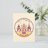 Phuket Thailand City Skyline Emblem Briefkaart (Staand voorkant)