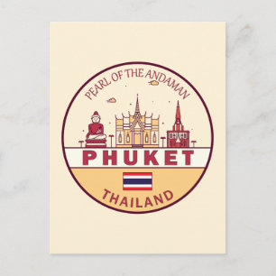 Phuket Thailand City Skyline Emblem Briefkaart