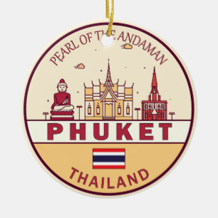 Phuket Thailand City Skyline Emblem Keramisch Ornament