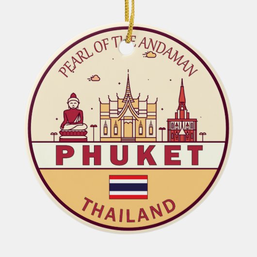 Phuket Thailand City Skyline Emblem Keramisch Ornament (Voorkant)