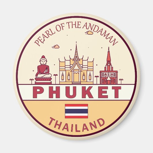 Phuket Thailand City Skyline Emblem Magneet (Voorkant)