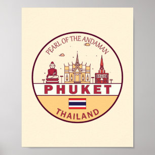 Phuket Thailand City Skyline Emblem Poster