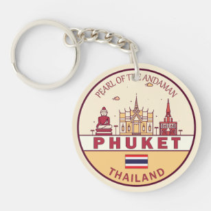 Phuket Thailand City Skyline Emblem Sleutelhanger