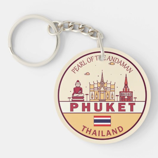 Phuket Thailand City Skyline Emblem Sleutelhanger (Voorkant)