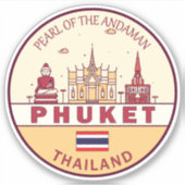 Phuket Thailand City Skyline Emblem Sticker (Voorkant)