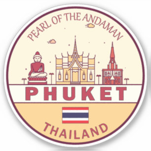 Phuket Thailand City Skyline Emblem Sticker
