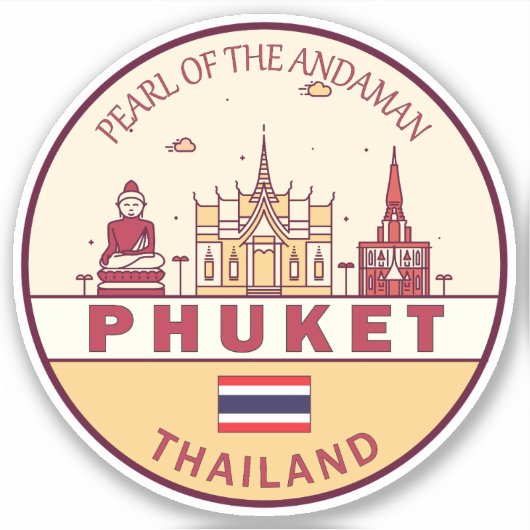 Phuket Thailand City Skyline Emblem Sticker (Voorkant)