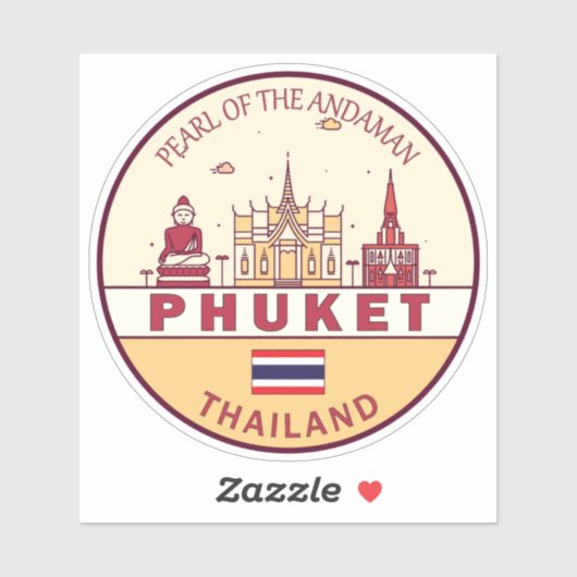 Phuket Thailand City Skyline Emblem Sticker (Vel)